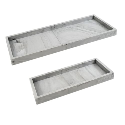 Set of 2 Trays - 1 Small + 1 Large, Marble Design